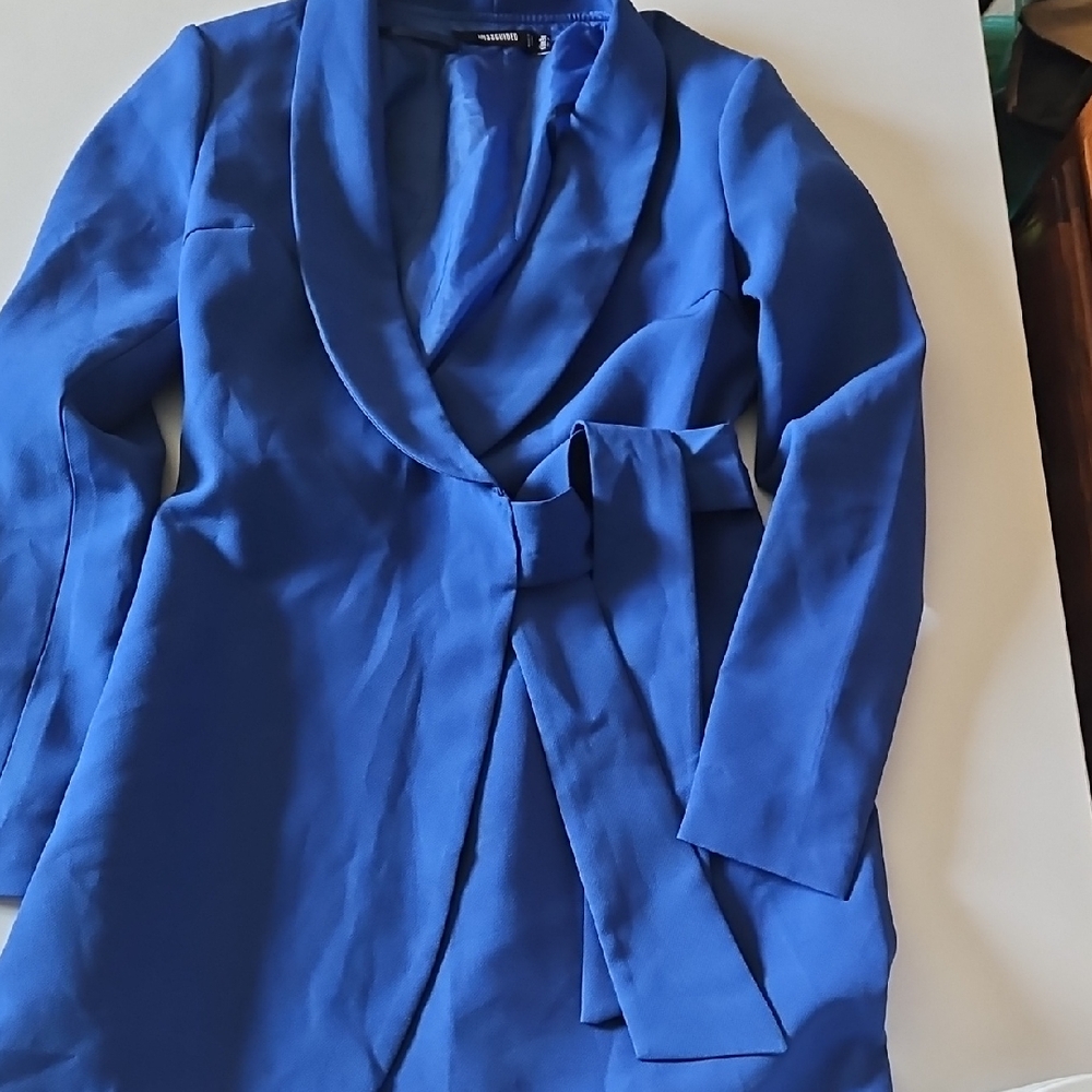 Missguided Royal Blue Long Sleeve Wrap Dress